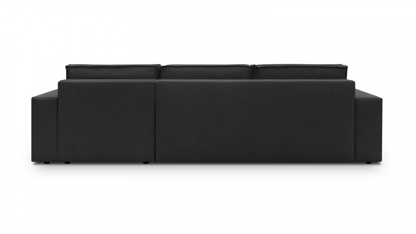 Canapé d'angle 5 places convertible réversible avec coffre de rangement en tissu noir - Harper New