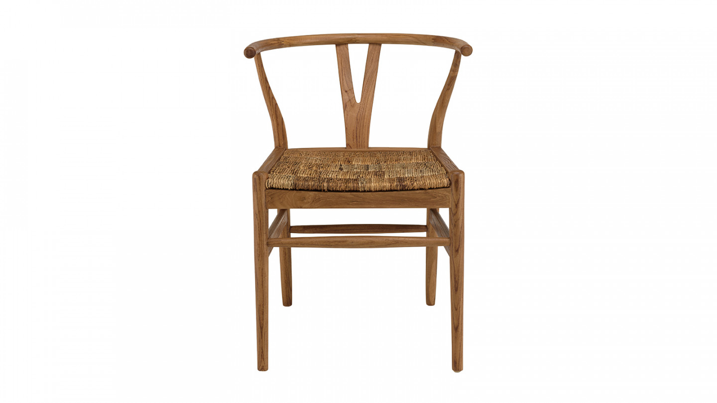 Chaise marron en bois de teck recyclé dossier arrondi SIXTINE