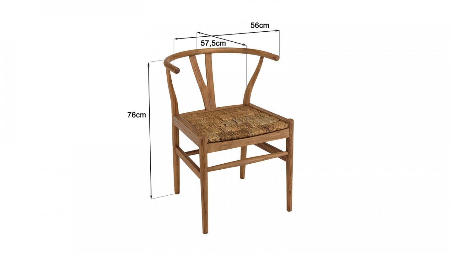 Chaise marron en bois de teck recyclé dossier arrondi SIXTINE