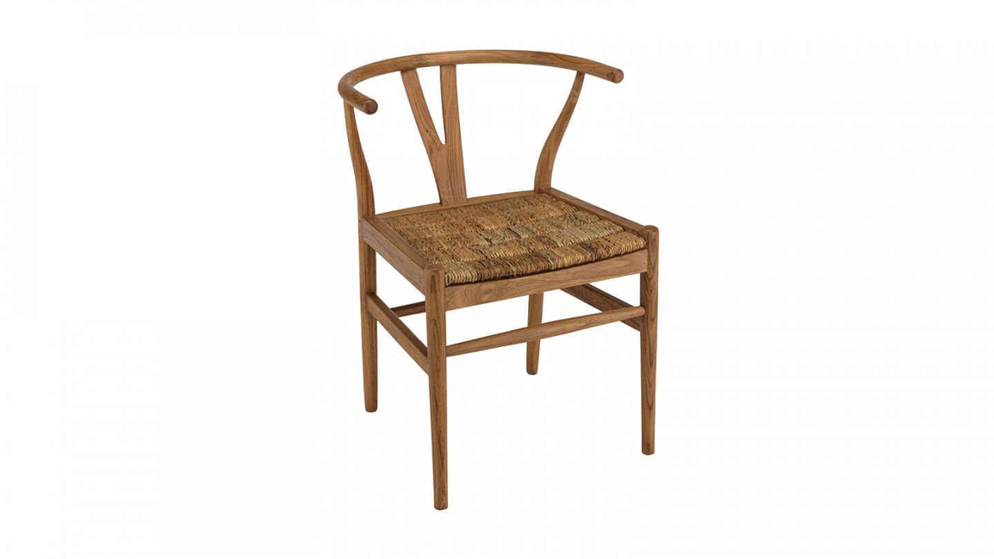 Chaise marron en bois de teck recyclé dossier arrondi SIXTINE