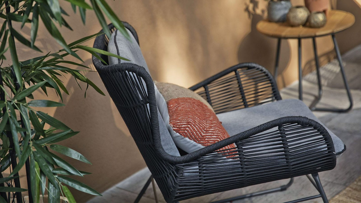 Fauteuil de jardin en cordage anthracite - Grace