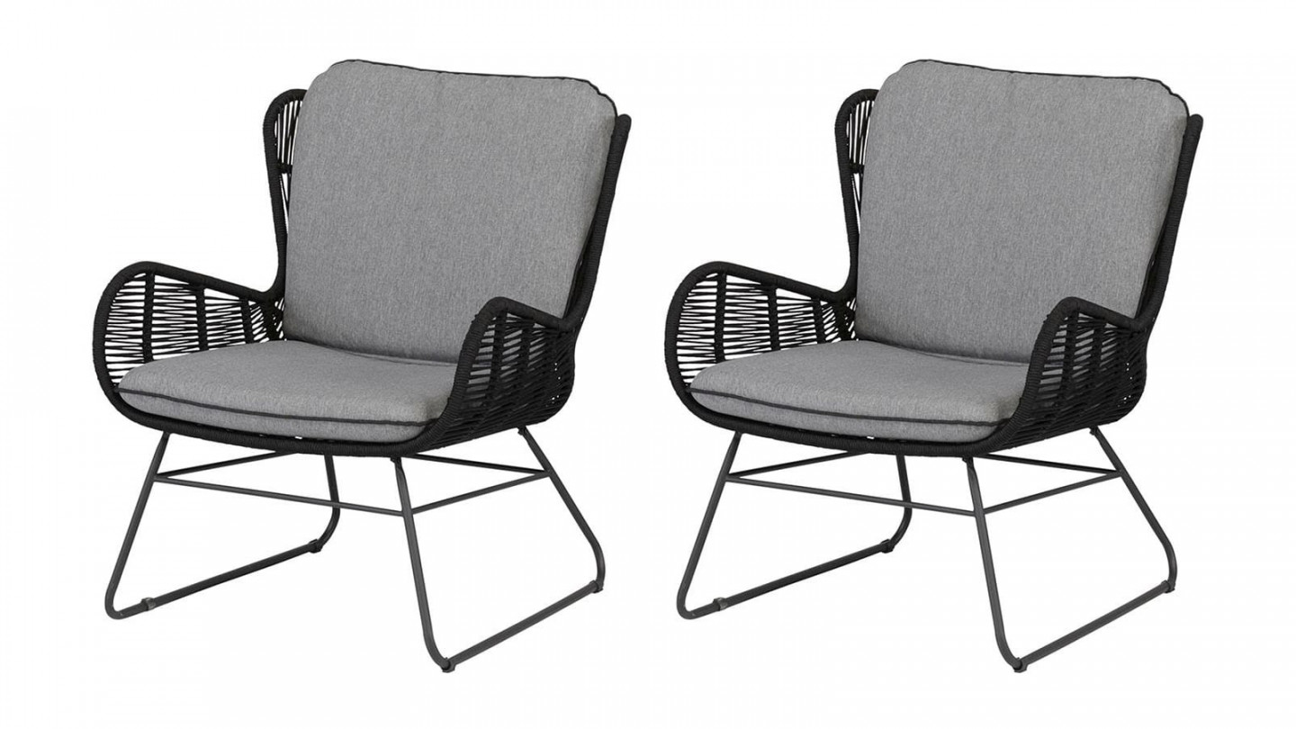 Fauteuil de jardin en cordage anthracite - Grace