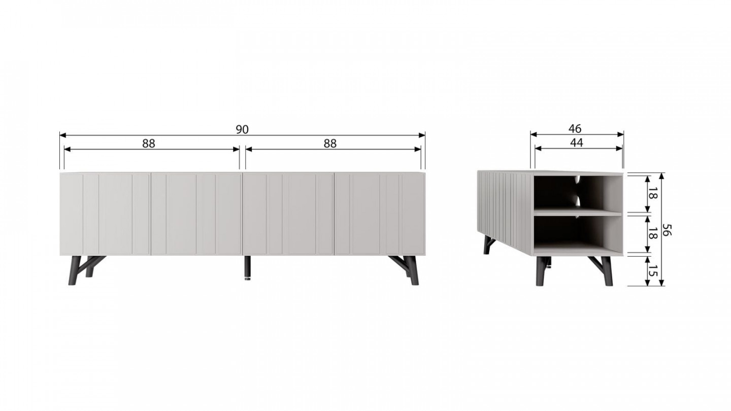 Meuble TV en pin blanc brumeux - Miller