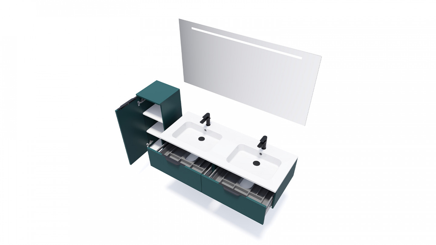 Meuble de salle de bains 140 cm Tropical - 2 tiroirs - double vasque - Loft