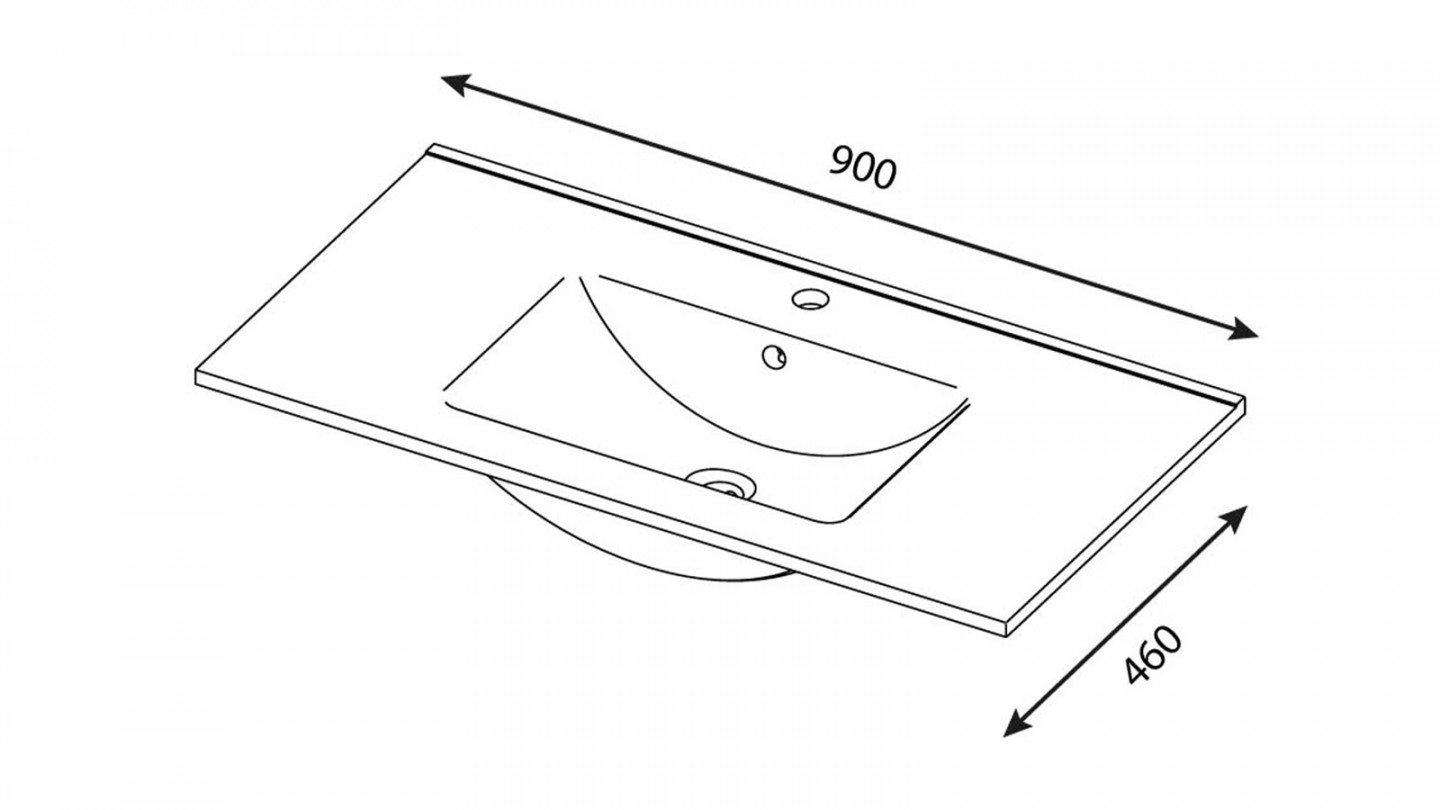 Meuble de salle de bain suspendu vasque intégrée 90cm 2 tiroirs façon Béton + miroir - Rivage