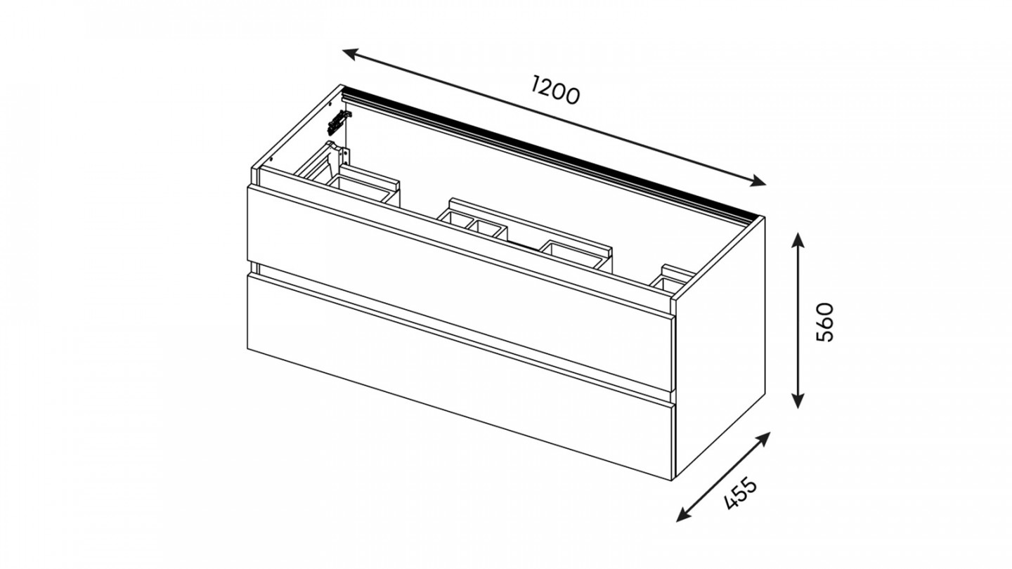 Meuble de salle de bain suspendu double vasque intégrée 120cm 2 tiroirs façon Béton - Rivage