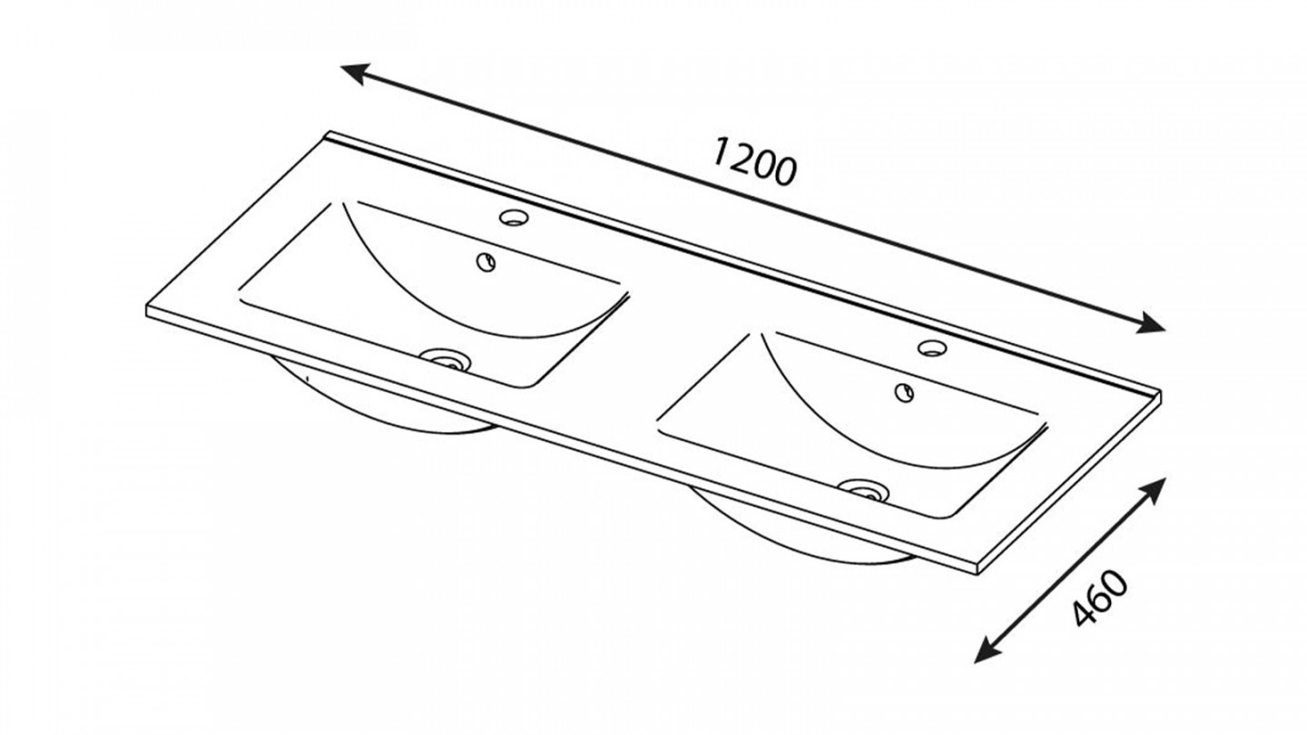 Meuble de salle de bain suspendu avec pieds double vasque intégrée 120cm 3 portes Chêne clair + miroir - Chango