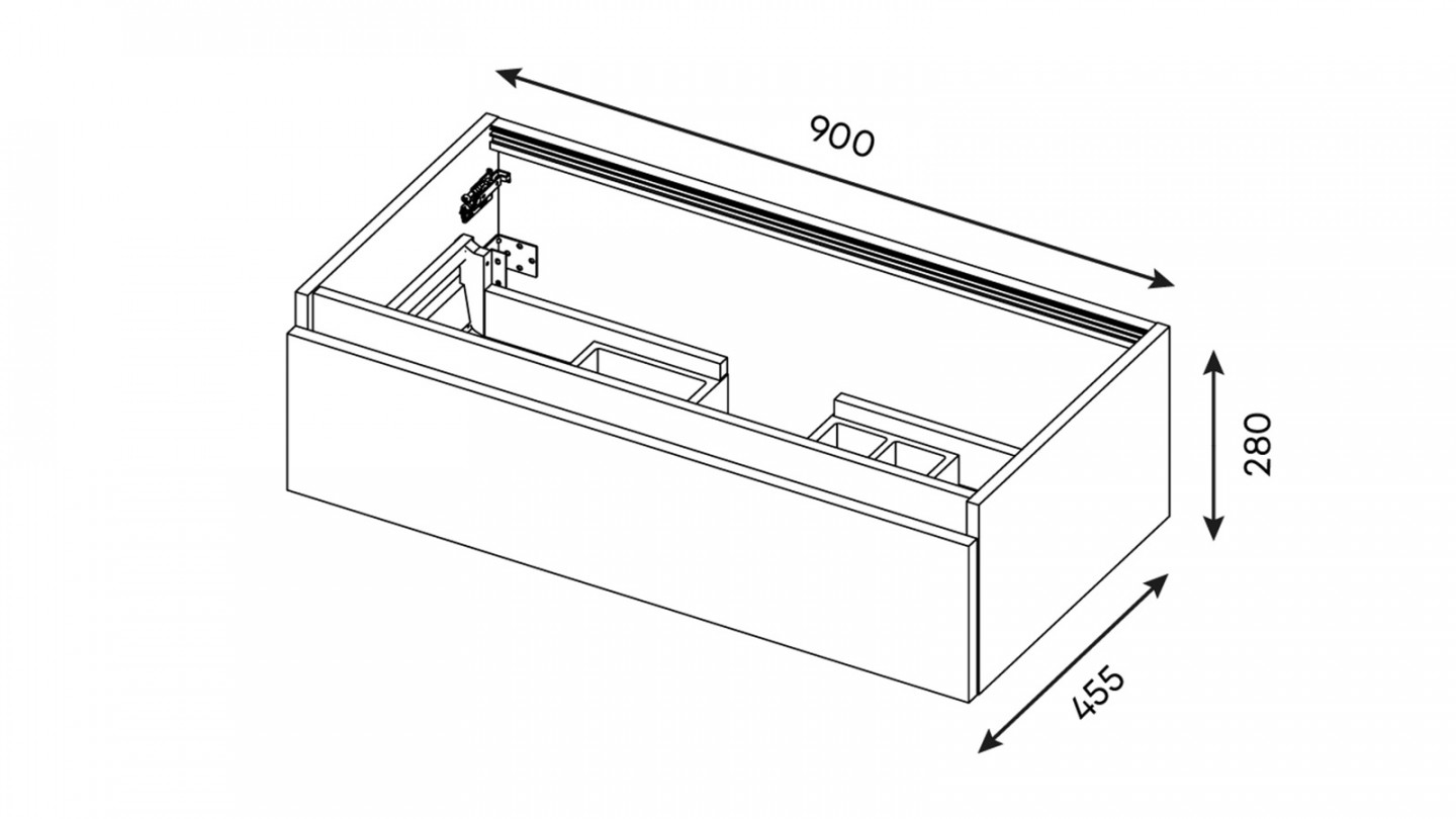 Meuble de salle de bain suspendu vasque intégrée 90cm 1 tiroir façon Béton + miroir + colonne ouverture gauche - Swing