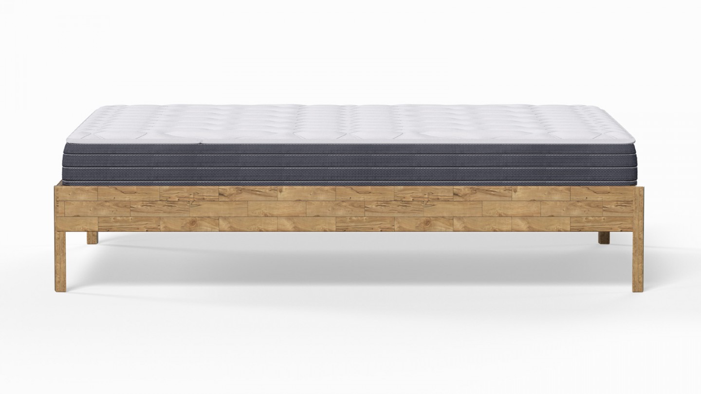 Ensemble lit adulte 180x200 cm en chêne massif Aina + Matelas mémoire de forme Memo HR