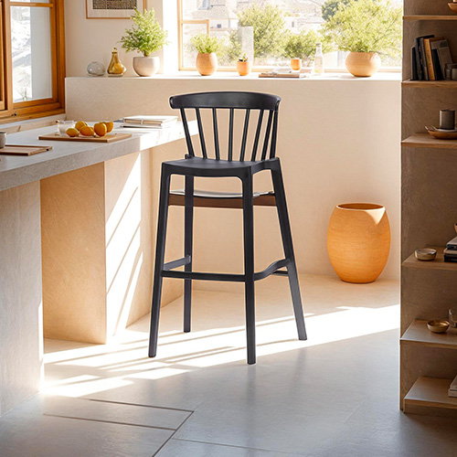 Tabouret de bar en plastique noir - Bliss