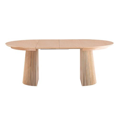 Table à manger ronde extensible en bois 4 à 8 personnes - 120/200 cm - Ada