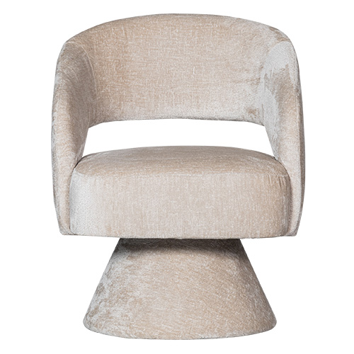 Fauteuil pivotant en tissu chenille beige - Ebba