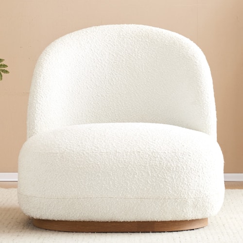 Fauteuil en tissu bouclette écru - Colette