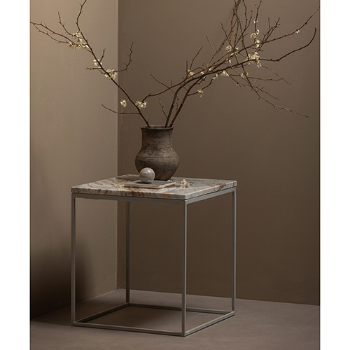 Table d'appoint carrée en marbre gris 40 cm - Mellow