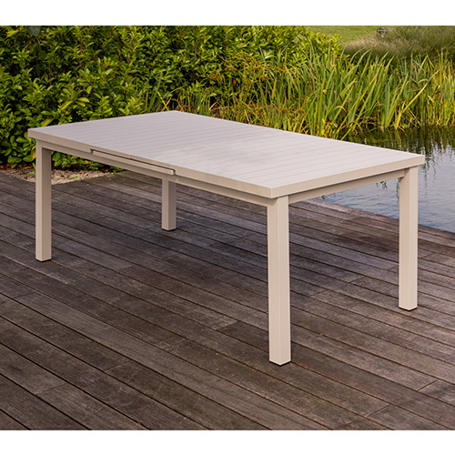 Table de jardin extensible en aluminium couleur sable 180/240 cm - Mobile