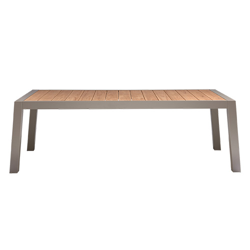 Table de jardin en teck et aluminium couleur sable 220 cm - Sulphur