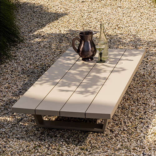 Table basse de jardin en aluminium couleur sable - Bear