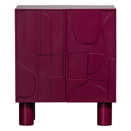 Buffet 2 portes en bois sculpté aubergine 80 cm - Notice