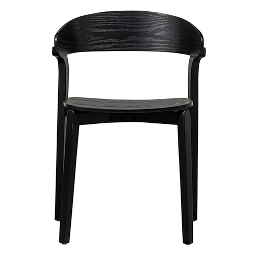 Chaise de salle à manger en bois placage frêne noir - Craig