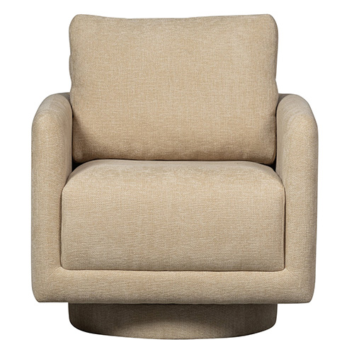 Fauteuil pivotant en tissu chenille beige - Oscar