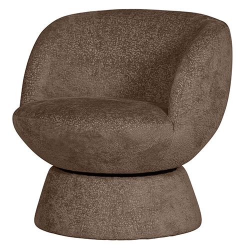 Fauteuil pivotant en tissu chenille marron - Shuffle