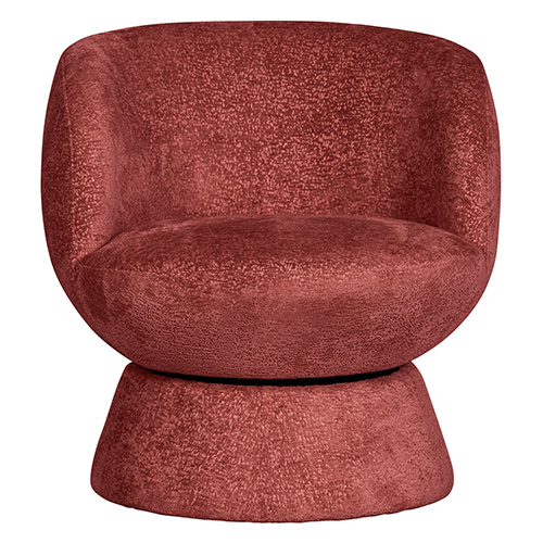 Fauteuil pivotant en tissu chenille rouille - Shuffle