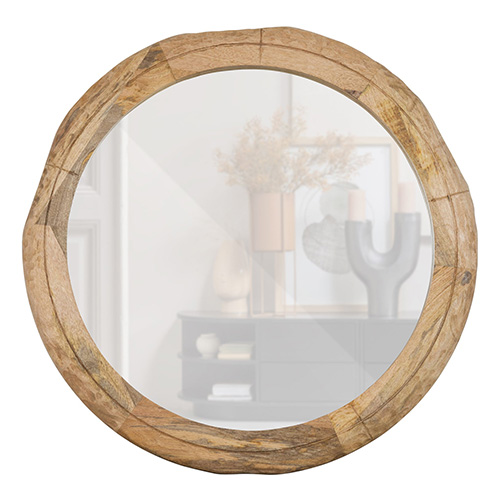 Miroir rond en bois de manguier 100cm - Rion