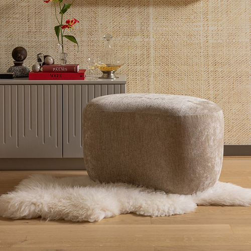 Pouf modulable en tissu chenille beige - Popular