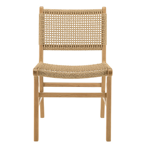 Lot de 2 chaises jardin teck naturel rotin synthétique beige VALERIA