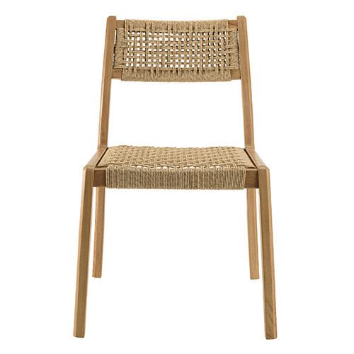 Lot de 2 chaises jardin teck rotin tressé beige - Valéria