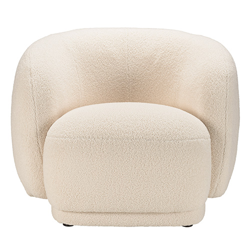 Fauteuil arrondi en tissu bouclette beige - Leopold