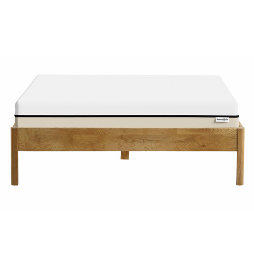 Ensemble lit 160x200 en chêne massif Aina + Matelas Hybride à ressorts ensachés et mémoire de forme - Spring Elite