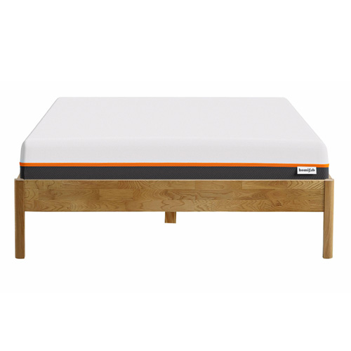 Ensemble lit 160x200 en chêne massif Aina + Matelas mousse gel à mémoire de forme, double confort - Dual Confort