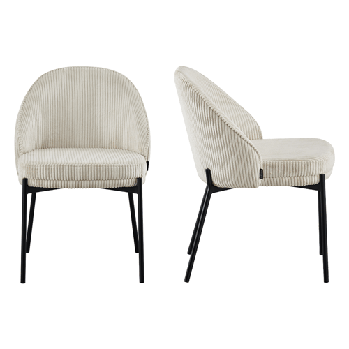 Lot de 2 chaises en velours côtelé beige - Cloé