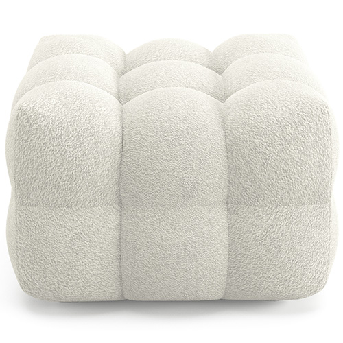 Pouf en tissu bouclé beige - Cester