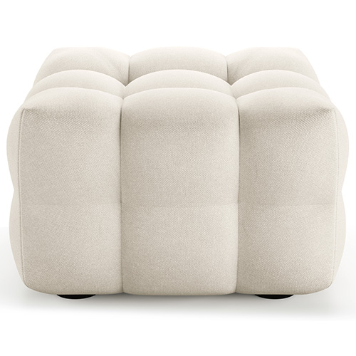 Pouf capitonné en tissu chenille beige - Cester